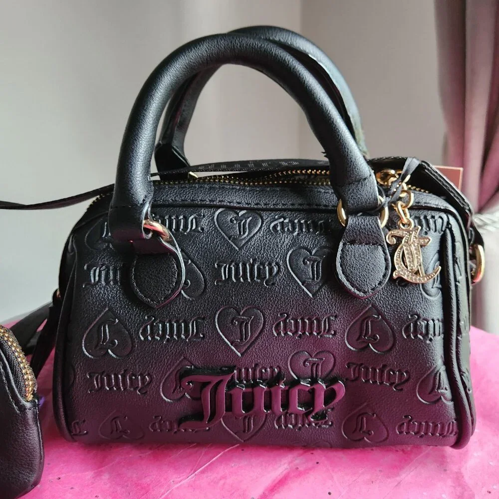 Juicy Couture NWT Semi Charmed Mini Black Bag and pouch 4Pc Satchel set - Picture 6 of 9